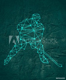 Bild på Professional hockey player Cutout silhouette textured by lines and dots pattern